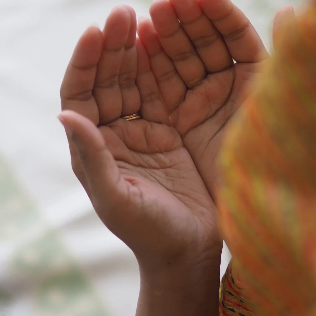 Hands in a gesture of gratitude or prayer